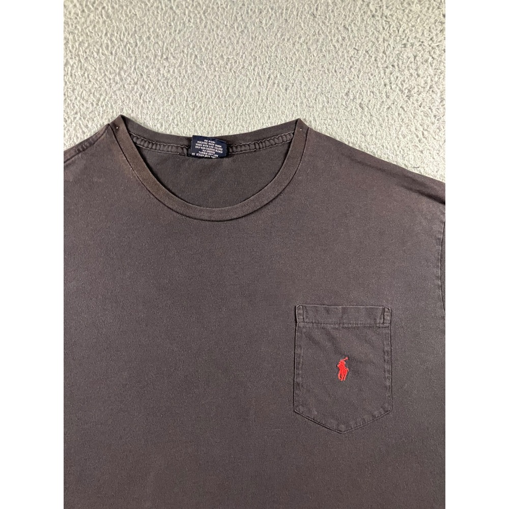VTG Polo Ralph Lauren‎ Pocket T Shirt Men L Faded Black Red Pony Logo 90s Retro